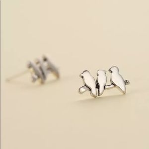 925 Sterling Silver Tiny Birds Earrings
